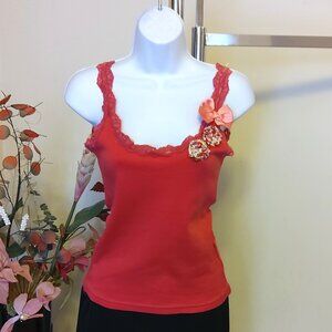 NWOT Women's AVOCA Anthology Floral Design Pink Camisole Top Slim Cami 2